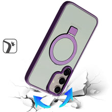 For Samsung S25+/S24+ Case Metallic Magnetic Circle Ring Stand + Tempered Glass