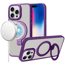 For iPhone 16 Pro 6.3in Case Metallic Magnetic Circle Ring Stand +Tempered Glass