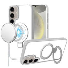 For Samsung S25/S24 Case Metallic Magnetic Circle Ring Stand + Tempered Glass
