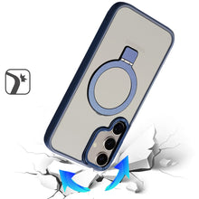 For Samsung S25/S24 Case Metallic Magnetic Circle Ring Stand + Tempered Glass