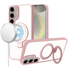 For Samsung S25/S24 Case Metallic Magnetic Circle Ring Stand + Tempered Glass