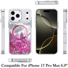 For iPhone 17 Pro Max Case Feathers Glitter Magnetic Circle + Tempered Glass