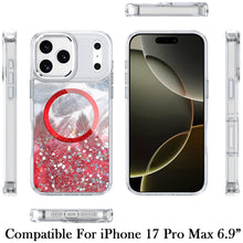 For iPhone 17 Pro Max Case Feathers Glitter Magnetic Circle + Tempered Glass