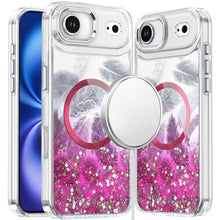 For iPhone Air Case Epoxy Feathers and Glitter Magnetic Circle + Tempered Glass