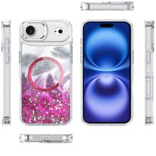 For iPhone Air Case Epoxy Feathers and Glitter Magnetic Circle + Tempered Glass