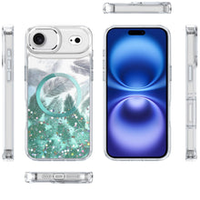 For iPhone Air Case Epoxy Feathers and Glitter Magnetic Circle + Tempered Glass