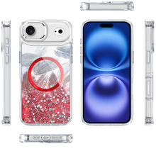For iPhone Air Case Epoxy Feathers and Glitter Magnetic Circle + Tempered Glass