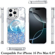 For iPhone 16 PRO MAX Case Feathers Glitter Magnetic Circle + 2 Tempered Glass