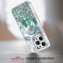 For iPhone 16 PRO MAX Case Feathers Glitter Magnetic Circle + 2 Tempered Glass