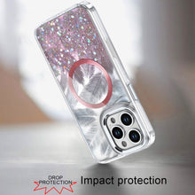 For iPhone 16 PRO MAX Case Feathers Glitter Magnetic Circle + 2 Tempered Glass