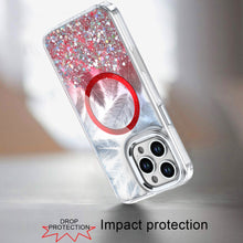 For iPhone 16 PRO MAX Case Feathers Glitter Magnetic Circle + 2 Tempered Glass