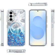 For Samsung S25+/S24+ Case Feathers Glitter w/ Magnetic Circle + Tempered Glass