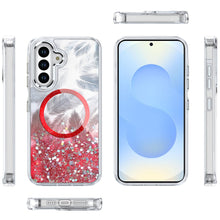 For Samsung S25+/S24+ Case Feathers Glitter w/ Magnetic Circle + Tempered Glass