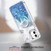 For iPhone 12, 12 Pro Case Feathers Glitter Magnetic Circle + Tempered Glass