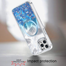 For iPhone 12 Pro Max Case Feathers Glitter Magnetic Circle + Tempered Glass