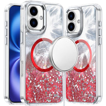 For iPhone 17 Case Epoxy Feathers and Glitter Magnetic Circle + Tempered Glass