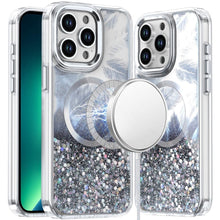 For iPhone 13 Pro Max 6.7 inch Case Feathers Fused Glitter with Magnetic Circle