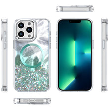 For iPhone 13 Pro Max 6.7 inch Case Feathers Fused Glitter with Magnetic Circle