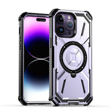 For iPhone 11 6.1 in. Case Magnetic Circle Stand Shockproof + Tempered Glass