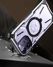 For iPhone 11 6.1 in. Case Magnetic Circle Stand Shockproof + Tempered Glass