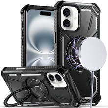 For iPhone 16 6.1inch Case Magnetic Circle Shockproof with Ring + Tempered Glass