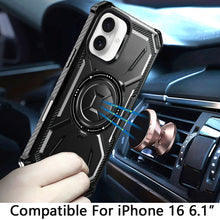 For iPhone 16 6.1inch Case Magnetic Circle Shockproof with Ring + Tempered Glass
