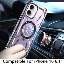 For iPhone 16 6.1inch Case Magnetic Circle Shockproof with Ring + Tempered Glass
