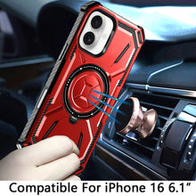 For iPhone 16 6.1inch Case Magnetic Circle Shockproof with Ring + Tempered Glass
