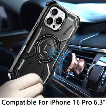 For iPhone 16 Pro 6.3in Case Magnetic Circle Shockproof w/ Ring + Tempered Glass