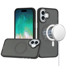 For iPhone 16 Plus 6.7in Case Magnetic Circle Soft Metal Buttons +Tempered Glass