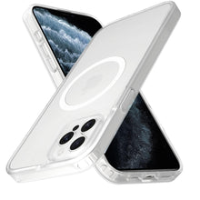 For iPhone 11 Pro Max Case Magnetic Circle Soft Translucent + Tempered Glass