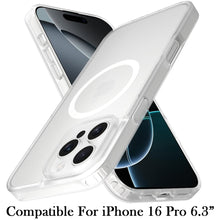 For iPhone 16 Pro 6.3in Case Magnetic Circle Soft Translucent + Tempered Glass