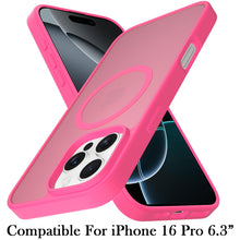 For iPhone 16 Pro 6.3in Case Magnetic Circle Soft Translucent + Tempered Glass