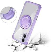 For iPhone 16 6.1inch Case Magnetic Circle w/ Stand Translucent + Tempered Glass