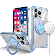 For iPhone 16 Pro 6.3in Case Magnetic Circle Stand Translucent + Tempered Glass