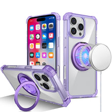 For iPhone 16 Pro 6.3in Case Magnetic Circle Stand Translucent + Tempered Glass