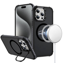 For iPhone 15 Pro Max Case Metal Lens Stand Magnetic Circle + 2 Tempered Glass