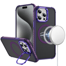 For iPhone 15 Pro Max Case Metal Lens Stand Magnetic Circle + 2 Tempered Glass