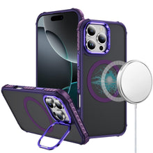 For iPhone 16 PRO MAX Case Metal Lens Stand Cover Magnet Circle + Tempered Glass