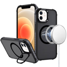 For iPhone 12/12 Pro Case Metal Lens Stand Cover Magnetic Circle +Tempered Glass