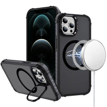 For iPhone 12 Pro Max Case Metal Lens Stand Magnetic Circle + Tempered Glass