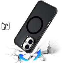 For iPhone 16 6.1inch Case Metal Lens Stand Magnetic Circle + Tempered Glass