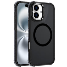 For iPhone 16 6.1inch Case Metal Lens Stand Magnetic Circle + Tempered Glass