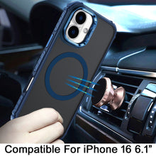 For iPhone 16 6.1inch Case Metal Lens Stand Magnetic Circle + Tempered Glass