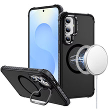 For Samsung S25/S24 Case Metal Lens Stand Cover Magnetic Circle + Tempered Glass