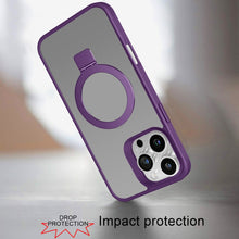 For iPhone 16 PRO MAX Case Soft Touch Magnetic Circle Stand + Tempered Glass