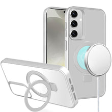 For Samsung S25+/S24+ Case Soft w/ Magnetic Circle Metal Stand + Tempered Glass