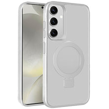 For Samsung S25+/S24+ Case Soft w/ Magnetic Circle Metal Stand + Tempered Glass