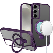 For Samsung S25+/S24+ Case Soft w/ Magnetic Circle Metal Stand + Tempered Glass