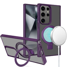 For Samsung S25 Ultra Case Soft w/ Magnetic Circle Metal Stand + Tempered Glass